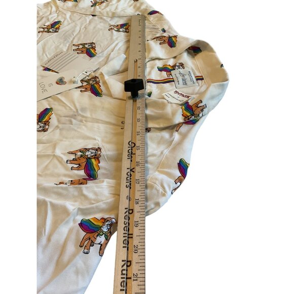 Denim & Flower Bulldog Rainbow Button-Up Shirt Size XL Viscose White - Picture 4 of 9